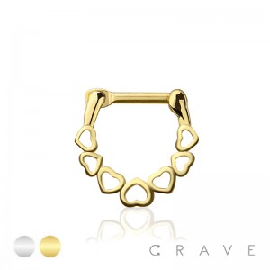 ENGRAVED MULTI HEART FILIGREE SEPTUM HINGED CLICKER